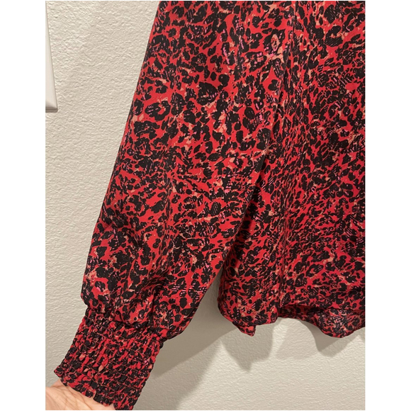SANCTUARY V-Neck Leopard Print Red Blouse - Picture 5 of 6